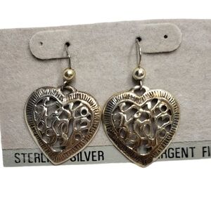 Silver Stamped HBC 925 Heart Earring Fish Hook